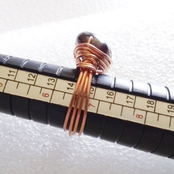 Chunky Garnet Nugget Ring - Copper Wire Wrap - Sz 6.75 - January Birthstone - Picture 8 of 8